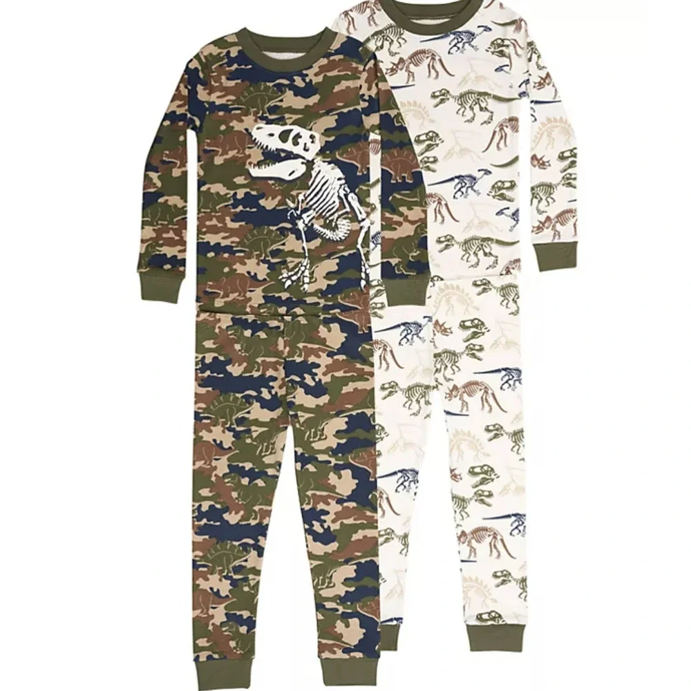 Members Mark Dinosaur Pajama Set Boys 2T Dino Shirt Pants Snug Fit Mix and Match